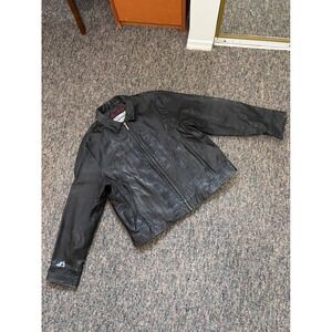 Vintage 1985 Pelle Studio Wilsons Leather Jacket Black Full Zip Mens XL Bomber